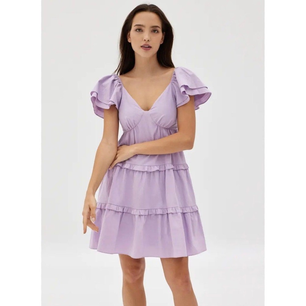 Love,‎ Bonito Elayna Flutter Sleeve Tiered Dress Coquette Girly Preppy Wedding